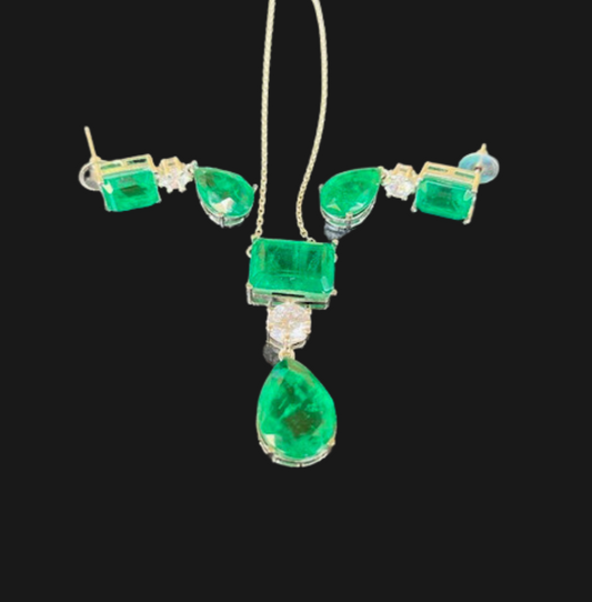 Emerald Green Set with Chain