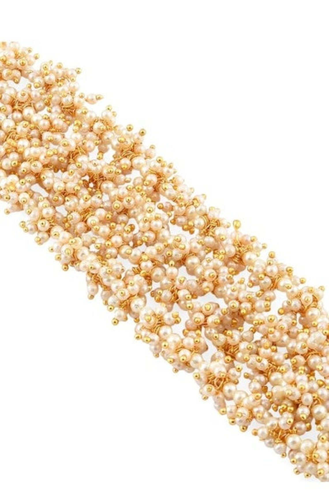 Gold-Plated Clustered Pearls Cuff Bracelet