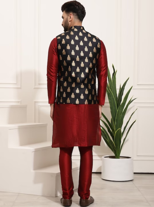 Regular Kurta With Churidar & Nehru Jacket