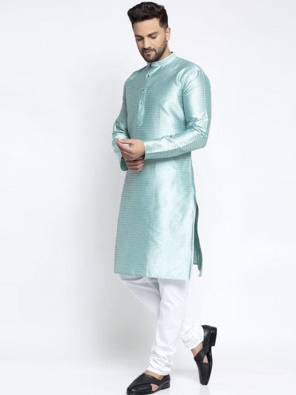 Men Woven Design Kurta with Churidar