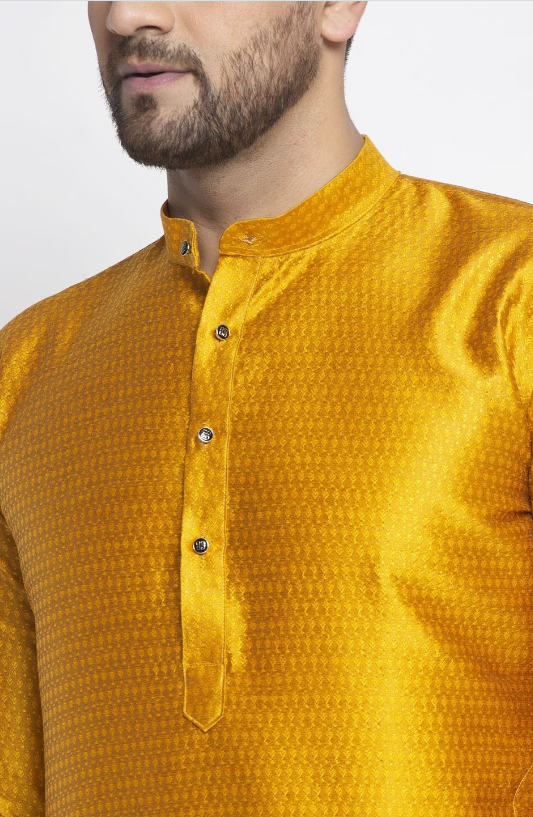 Men Woven Design Kurta with Churidar