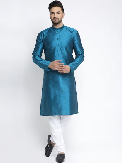 Men Woven Design Kurta with Churidar